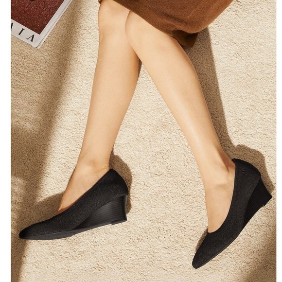 Vivaia Shoes - VIVAIA Aria Wedge 2.0 Black Knit Pointed Toe Pumps EU 40 US 9